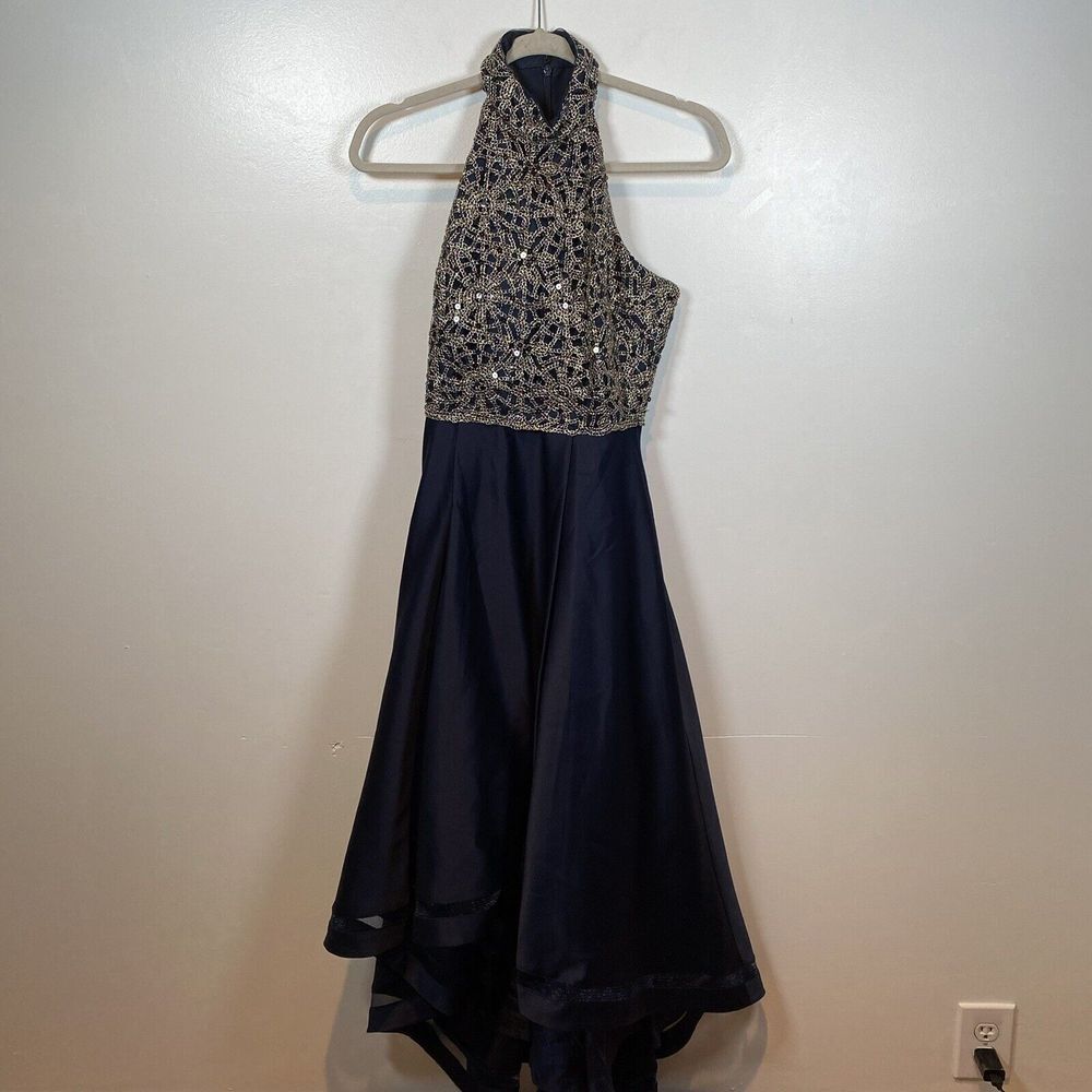 Nicole Miller Womens A-line Sequin High Low Halter Dress, Size 2